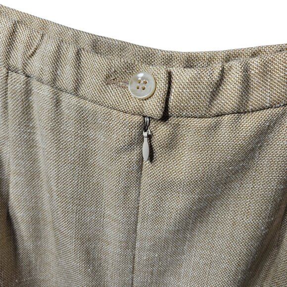 Pendleton Womens Beige Wool Blend Midi Skirt Size 12 With Back Pleat & Button Cl - Picture 5 of 7